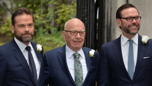Rupert Murdoch with his sons Lachlan (left) and James.