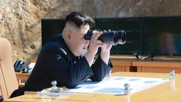 North Korean leader Kim Jong-un said by North Korean state media to be watching the launch of the intercontinental ballistic missile.