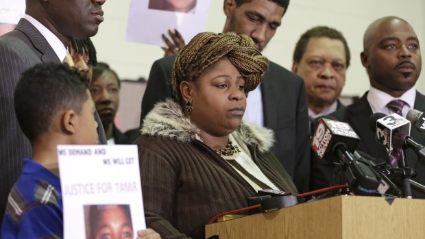Samaria Rice, the mother of slain 12-year-old Tamir Rice, at a news conference.