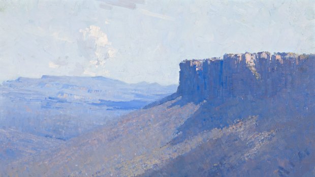 Arthur Streeton's <i>Monte Rosea</I> shows the artist's talent for creating shadows and contrasts.