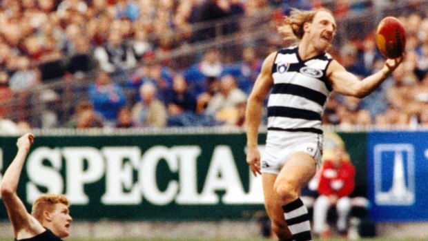 Glory days: Gary Ablett playing at full forward for Geelong.