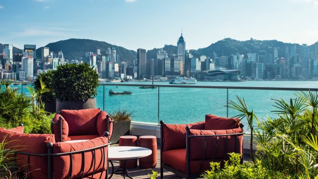 Kerry Hotel Hong Kong has views across Victoria Harbour and Hong Kong Island.