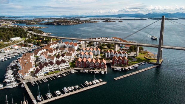 Stavanger City Bridge and Grasholmen Island.