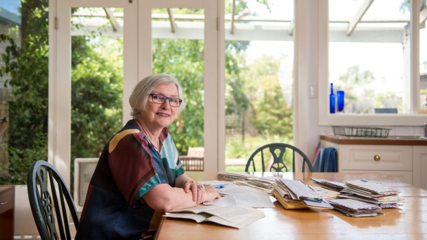 Paula Keogh at her Thornbury kitchen table where most of her memoir was written.