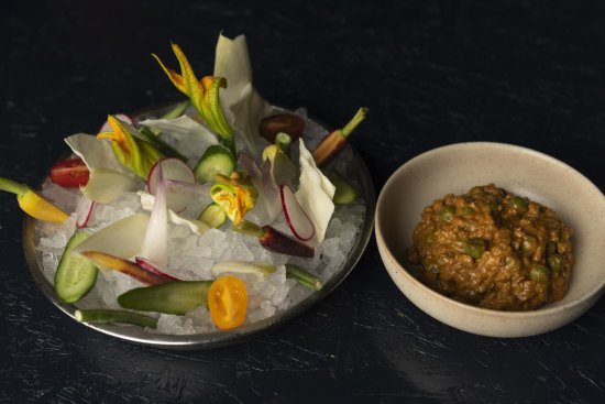 Cambodian prahok ktis dip with crudites.