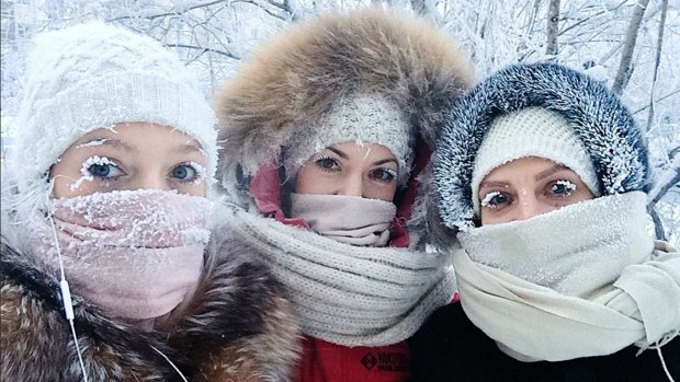 It's so cold in Russia that eyelashes are freezing.