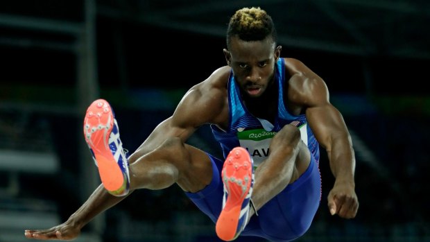 Jarrion Lawson, in Melbourne for Nitro, competes in the long jump in Rio.
