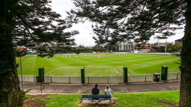 Manly Oval during a match between Manly-Warringah and Northern District. Cricket and rugby have been played at Manly Oval for 120 years. 