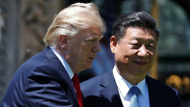 US President Donald Trump and  Chinese President Xi Jinping at their meeting in Florida on April 7.