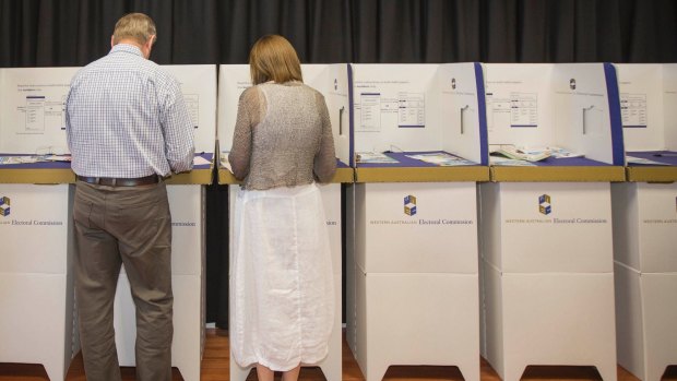 Premier of Western Australia, Colin Barnett and wife Lyn cast their votes in the last state election.