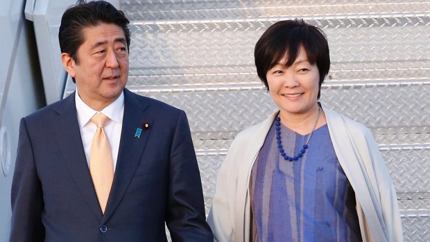 Prime Minister Shinzo Abe and his wife Akie Abe in February.