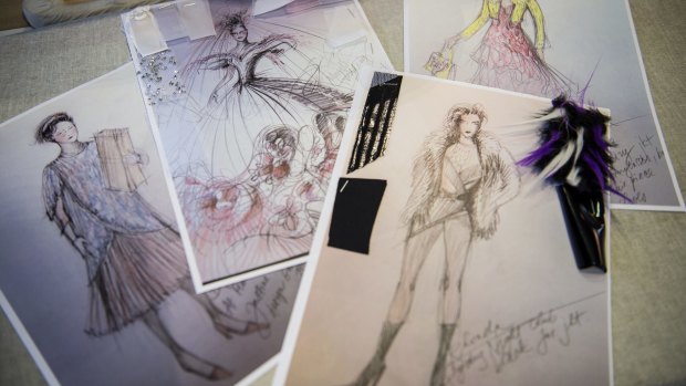 Gabriela Tylesova's sketches for <i>Muriel's Wedding the Musical</i>.
