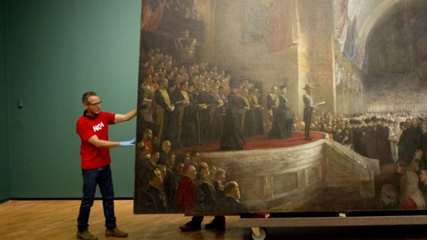 The unveiling of Tom Roberts' the Big Picture at the NGA, the first time it's moved from Parliament House.

Date: 24 November 2015
Photo Jay Cronan
