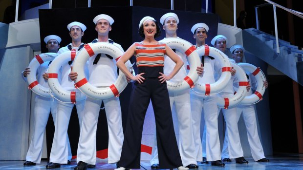 Caroline O'Connor (centre) won best actress in a musical for the Opera Australia/John Frost production of the musical <i>Anything Goes</i>, which also won best musical.