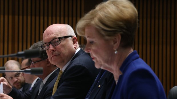 Attorney-General George Brandis and Australian Human Rights Commission president Gillian Triggs.