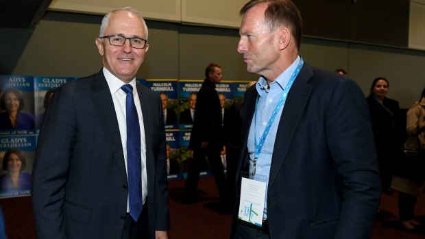 Malcolm Turnbull with Abbott at the NSW Liberal Party Futures convention.