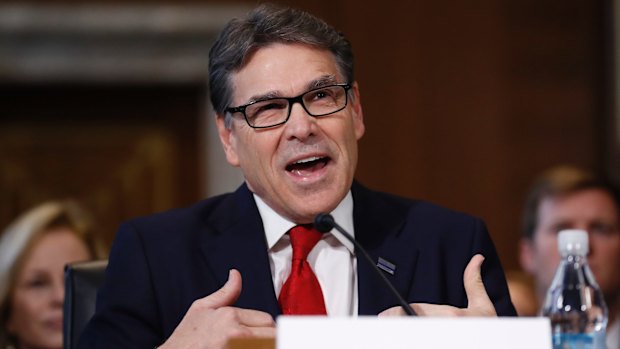 Energy Secretary-designate, former Texas Gov. Rick Perry, testifies on Capitol Hill.