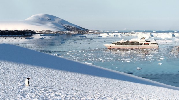 Ponant Le Lyrial is a striking contemporary counterpoint of the Antarctic landscape.