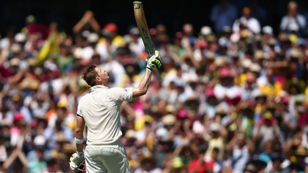 In memory: Australian captain Steve Smith looks to the heavens after scoring a century at the SCG