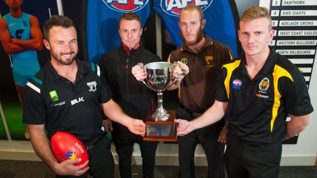 Belconnen Magpies' Mick Delaney, Ainslie Football Club's Aaron Wiles, Tuggeranong Hawks' Chris Robinson and Queanbeyan Tigers' Kade Klemke will be competing in the AFL Canberra finals series.