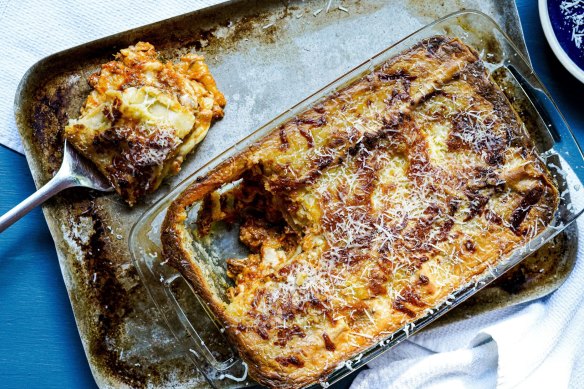 Slow-cooked bolognese lasagne.