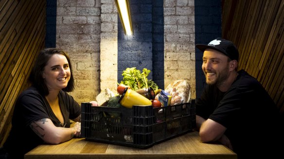 Theodore's restaurant owner Lily Stokes and Northside Fruit and Vege's Kim Driver are saving farm produce from being wasted by putting together crates of produce for public consumers. 