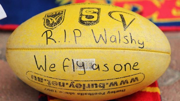 A tribute to the Crows late head coach Phil Walsh at AAMI Stadium.