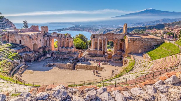 Ruins of the Ancient Greek Theater in Taormina.