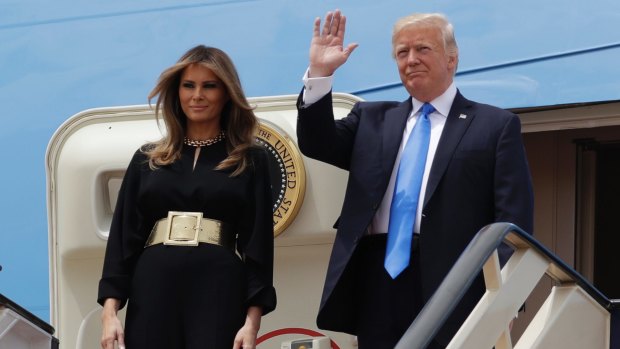 US President Donald Trump and First Lady Melania Trump arrive in Riyadh on Saturday. 