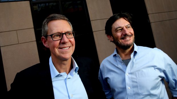 Geoff Culbert, president and chief executive of GE Australia and New Zealand  with Derek Proudian, chief executive of Daintree Networks.