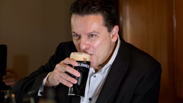 Nick Xenophon at a press conference at the British Hotel in North Adelaide after finding out he's a British citizen. 