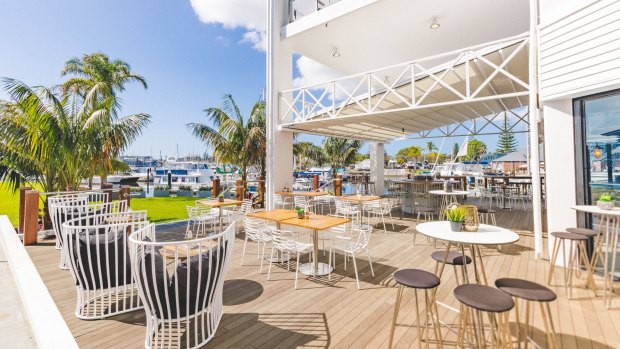 Outdoor deck at Sails Port Macquarie by Rydges.