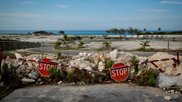 Trash, discarded materials and remnants of the failed Fyre Festival remain on the festival site in Exuma, Bahamas.