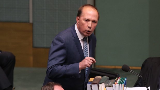 Immigration minister Peter Dutton during question time at Parliament House Canberra on Monday.