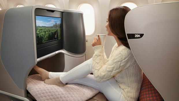 <i>Singapore Airlines Boeing 787-10 Dreamliner Business Class.</i>