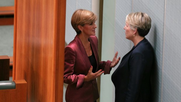 Foreign Minister Julie Bishop and Deputy Opposition Leader Tanya Plibersek during happier times in Parliament.
