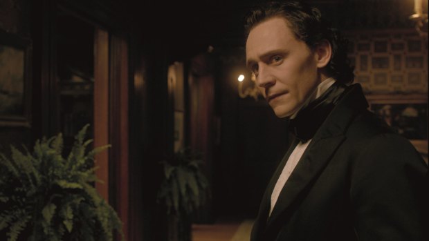 Tom Hiddleston plays a charming conman in the new horror film Crimson Peak.