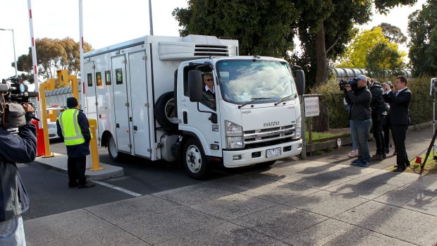 A prison van leaves the Parkville centre in November.