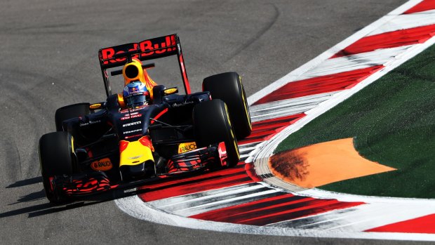 Daniel Ricciardo drives during a practice session for the Russian Grand Prix.