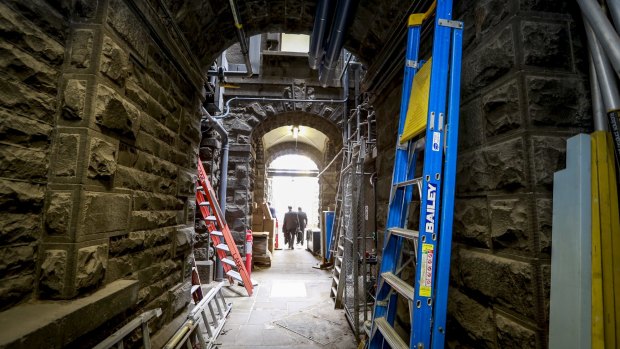 Work in progress, behind the scenes in the bluestone corridors of Parliament House.