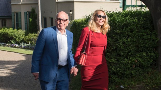 Rupert Murdoch and his wife Jerry Hall in Sydney last month.