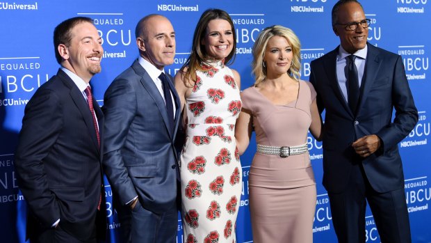 Matt Lauer (second from left) with NBC News journalists Chuck Todd, Savannah Guthrie, Megyn Kelly and Lester Holt.