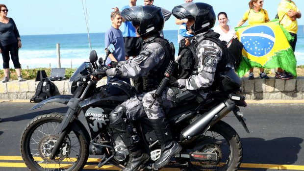 Police numbers have been bolstered in Rio for the Olympics. 