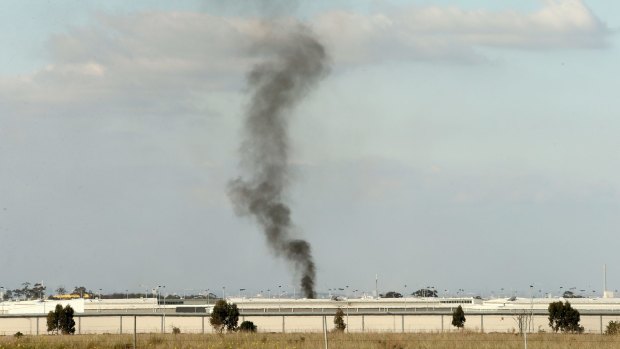 Smoke was seen rising from the Metropolitan Remand Centre in Ravenhall.