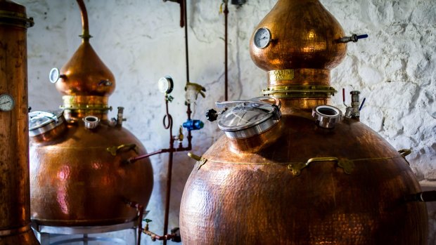 Gin distillation in Scotland.
