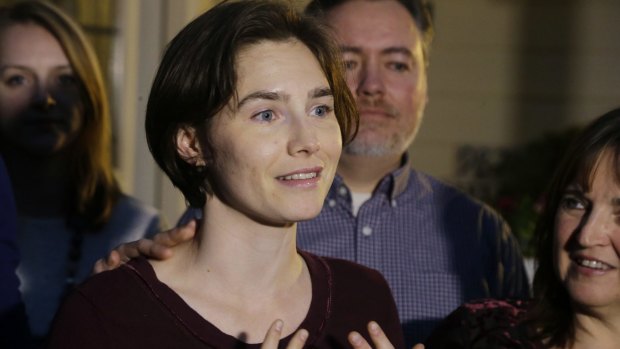 Amanda Knox outside her mother's home in the US city of Seattle in March.
