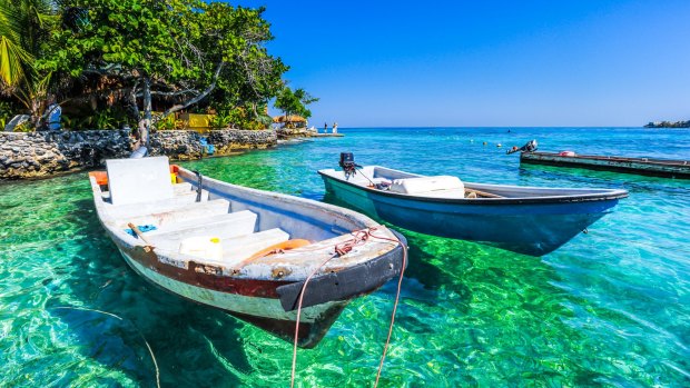 Boat at Islas de Rosario, Colombia.