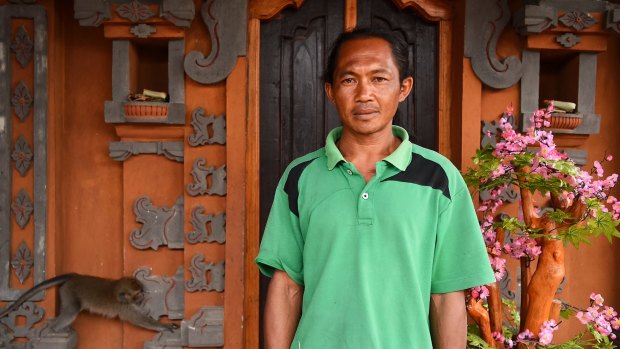 Balinese priest Jero Mangku Ada in his sacred room at home in Temukus village, 6km from the summit of Mount Agung. 