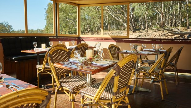 The dining area: PS Emmylou paddle steamer Murray River.