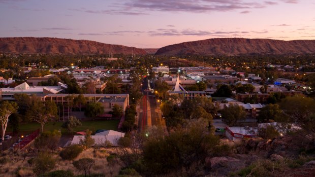 View from Anzac Hill down Hartley St in Alice Springs, Northern Territory.